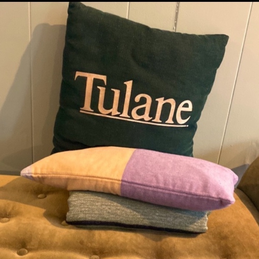 Purple + Gold Color Block Nap Pillow Lumbar Pillow Organic Cotton Loom Weave Zip - Picture 13 of 14